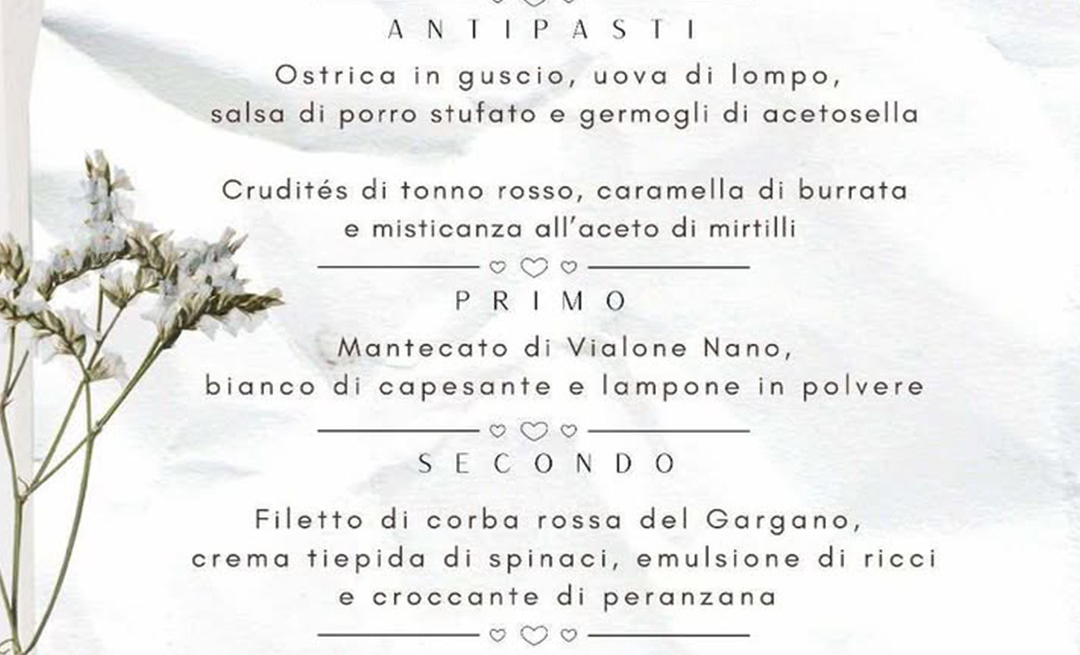 Menu di San Valentino – Querce di Mamre